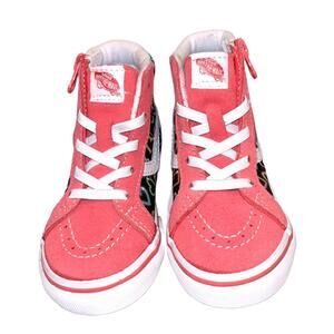 Vans Sk8-Hi Reissue Girls Side Zip Neon Hearts "Pink / Black" Toddler 8.0 | NEW